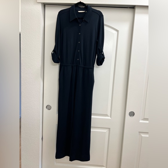 Soft Surroundings Pants - Soft Surroundings Weekend Black Knit Button Down Jumpsuit